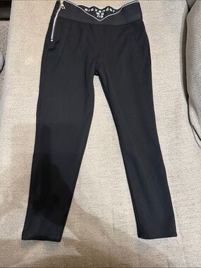 Black Logo Waistband Slim Pants